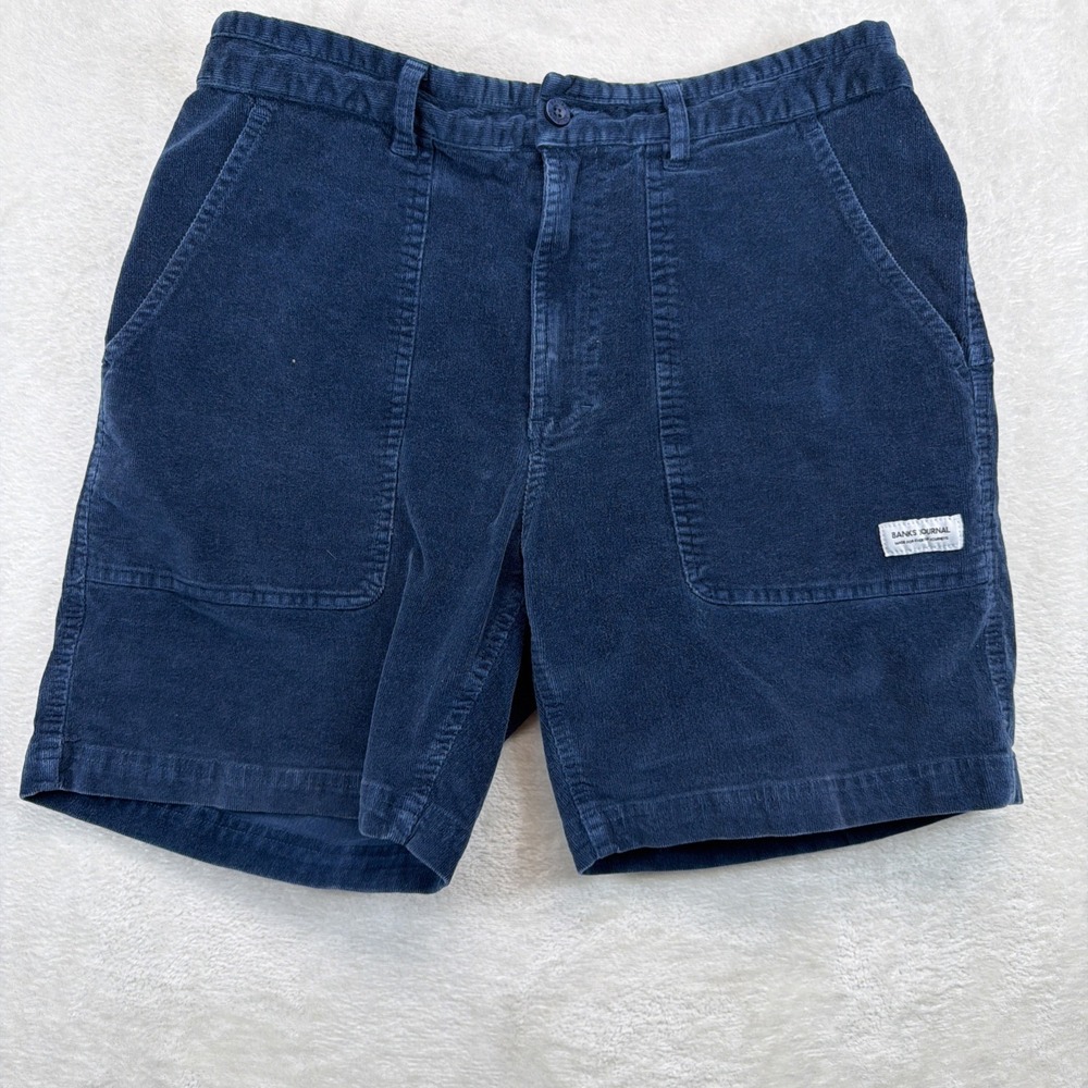 Banks Journal Corduroy Shorts Men's 34 Blue Stretch Casual Beach Skate Surf